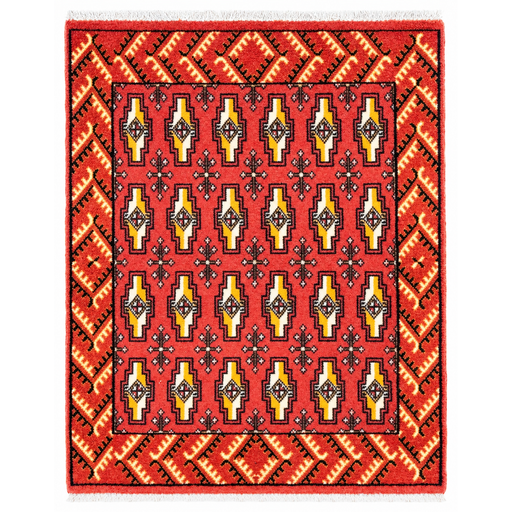 Turkoman 50r Handmade Rug — 63 × 78 cm (Label 482) — complete rug on a square white canvas, including every edge and fringe, from its refreshed studio visualisation.