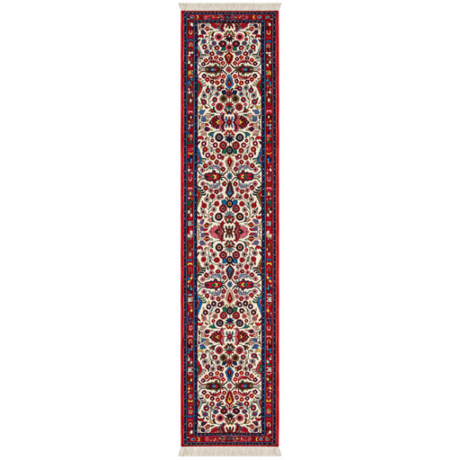 Hamadan Handmade Runner — 80 × 395 cm (Label 587) — complete rug on a square white canvas, including every edge and fringe, from its refreshed studio visualisation.