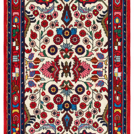 Hamadan Handmade Runner — 80 × 395 cm (Label 587) — close crop from its refreshed studio visualisation.