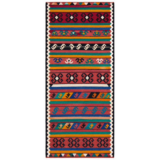 Hamadan Killim Handmade Runner — 125 × 310 cm (Label 606) — complete rug from its refreshed studio visualisation, all visible edges included.