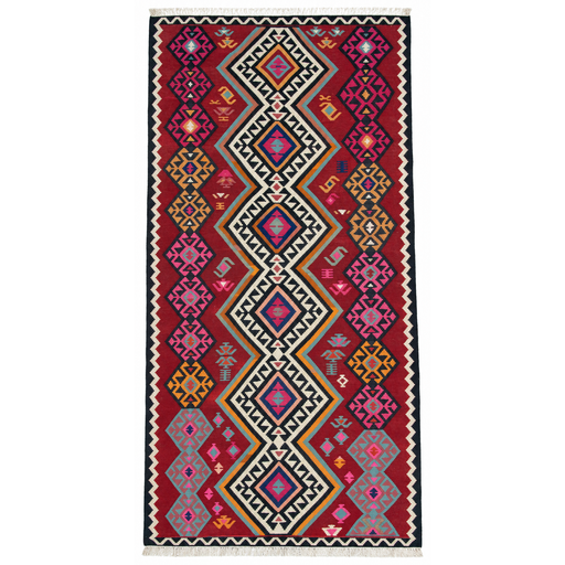 Shiraz Killim Handmade Rug — 165 × 325 cm (Label 607) — complete rug on a square white canvas, including every edge and fringe, from its refreshed studio visualisation.