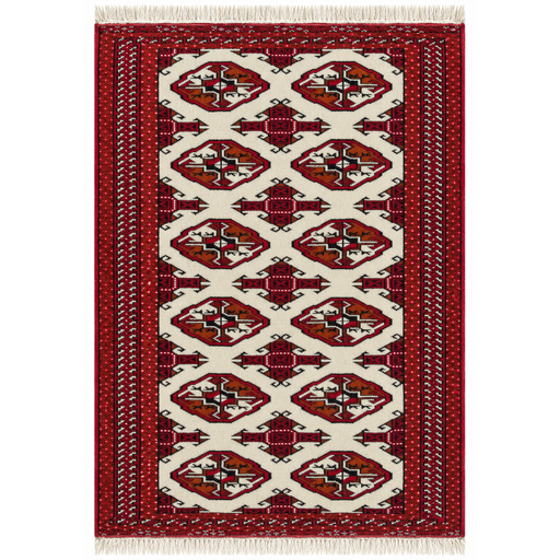 Turkoman Handmade Rug — 101 × 143 cm (Label 89) — complete rug on a square white canvas, including every edge and fringe, from its refreshed studio visualisation.
