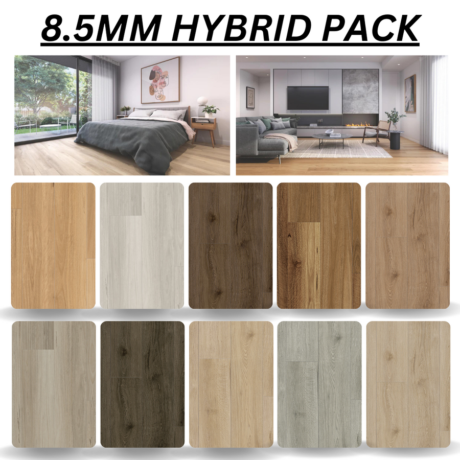 100% Water proof Hybrid Flooring Sample pack-Luxury SPC Vinyl (8.5mm Hybrid)