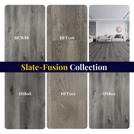 100% Water proof Hybrid Flooring Sample Pack Slate-Fusion Collection (Grey) - National Floors