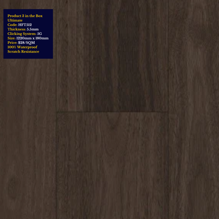 100% Water proof Hybrid Flooring Sample Pack Truffle Couture Collection (Deep Brown) - National Floors