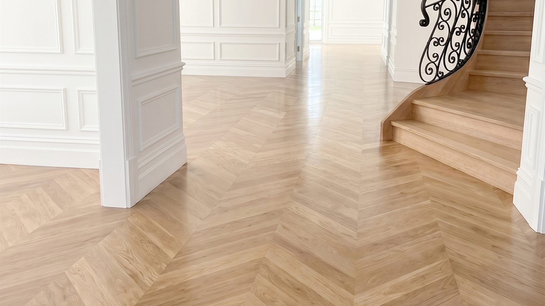 Natural timber flooring installed through a bright home